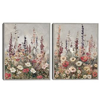 Masterpiece Antique Wilds I & II Floral Framed Canvas Wall Art 2 pc Set