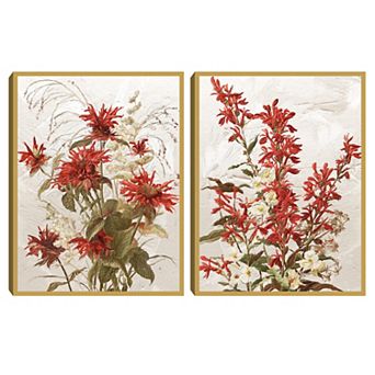 Masterpiece Ruby Botanical I & II Framed Canvas Wall Art 2 pc Set
