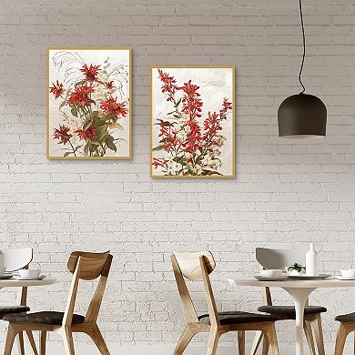 Masterpiece Ruby Botanical I & II Framed Canvas Wall Art 2-pc. Set