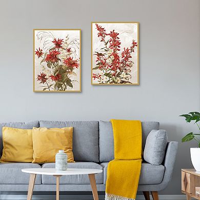Masterpiece Ruby Botanical I & II Framed Canvas Wall Art 2-pc. Set