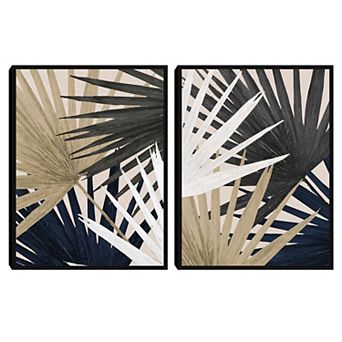 Masterpiece Organic Palms I & II Framed Canvas Wall Art 2 pc Set