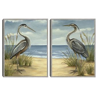 Masterpiece Shore Bird I & II Framed Canvas Wall Art 2 pc Set