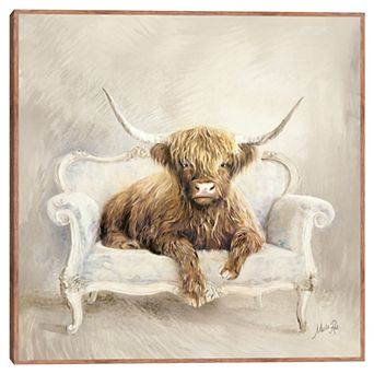 Masterpiece Couch Cow Framed Canvas Wall Art