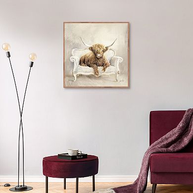 Masterpiece Couch Cow Framed Canvas Wall Art