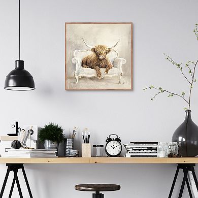 Masterpiece Couch Cow Framed Canvas Wall Art