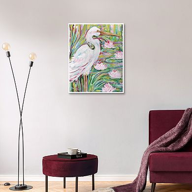 Masterpiece Great White Egret Framed Canvas Wall Art