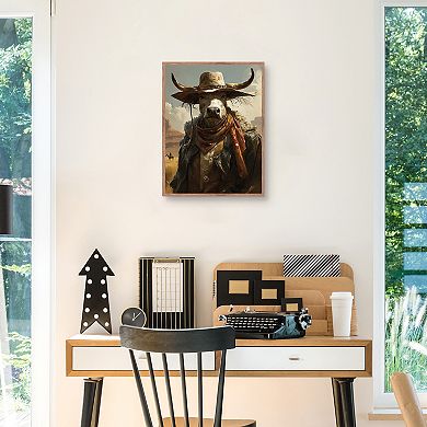 Masterpiece Cowboy Cow Framed Canvas Wall Art