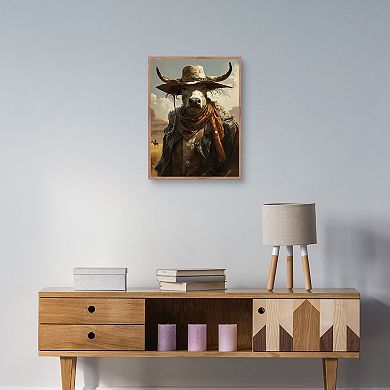 Masterpiece Cowboy Cow Framed Canvas Wall Art