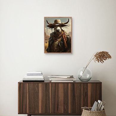 Masterpiece Cowboy Cow Framed Canvas Wall Art