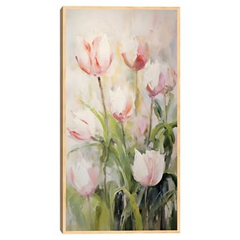 Masterpiece Pale Pink Tulips Framed Canvas Wall Art
