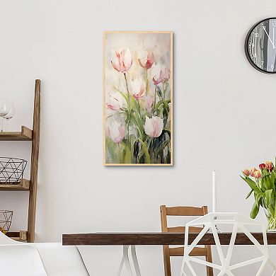 Masterpiece Pale Pink Tulips Framed Canvas Wall Art