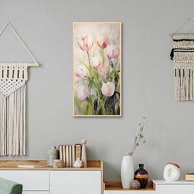 Masterpiece Pale Pink Tulips Framed Canvas Wall Art