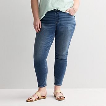 Plus Size Sonoma Goods For Life® Mid Rise Pull On Skinny Jeans