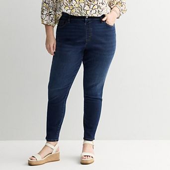 Plus Size Sonoma Goods For Life® Mid Rise Pull On Skinny Jeans