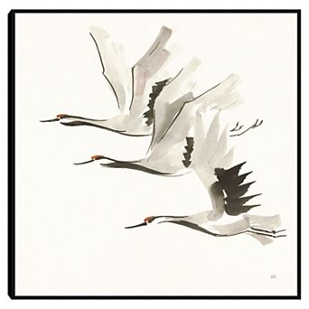 Masterpiece Zen Cranes II Warm Framed Canvas Wall Art