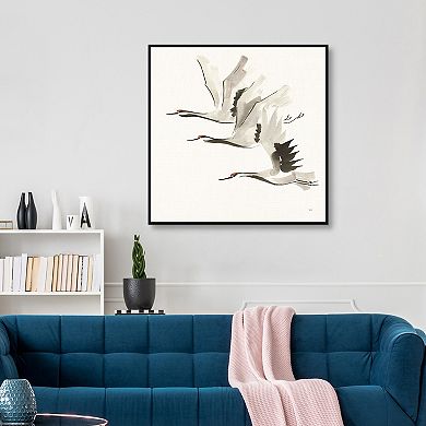 Masterpiece Zen Cranes II Warm Framed Canvas Wall Art