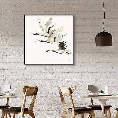 Masterpiece Zen Cranes II Warm Framed Canvas Wall Art