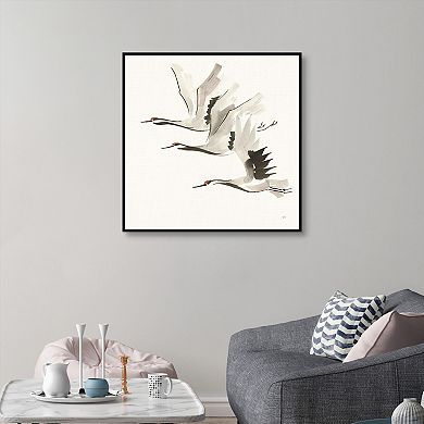 Masterpiece Zen Cranes II Warm Framed Canvas Wall Art