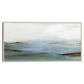 Masterpiece Blue Shore Serene Framed Canvas Wall Art