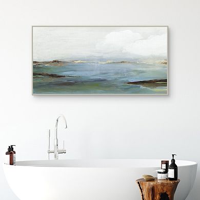 Masterpiece Blue Shore Serene Framed Canvas Wall Art