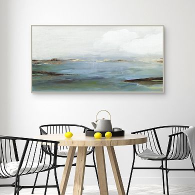 Masterpiece Blue Shore Serene Framed Canvas Wall Art