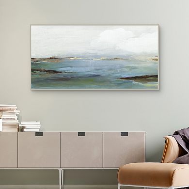 Masterpiece Blue Shore Serene Framed Canvas Wall Art