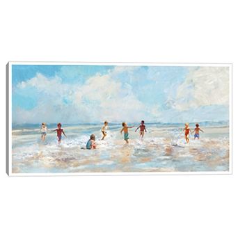 Masterpiece A Day at the Beach Framed Canvas Wall Art