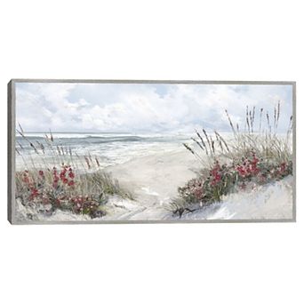 Masterpiece Burgandy Shores Coastal Framed Canvas Wall Art