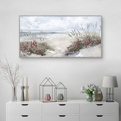 Masterpiece Burgandy Shores Coastal Framed Canvas Wall Art