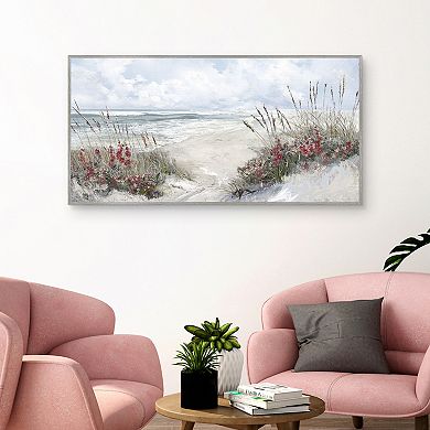 Masterpiece Burgandy Shores Coastal Framed Canvas Wall Art