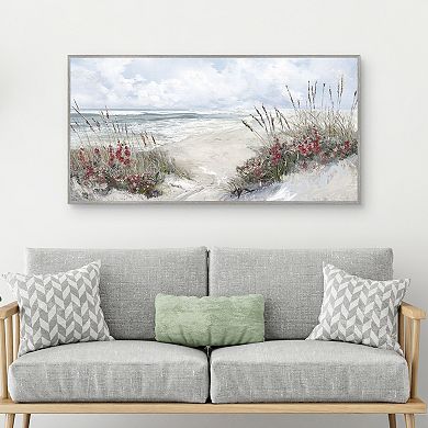 Masterpiece Burgandy Shores Coastal Framed Canvas Wall Art
