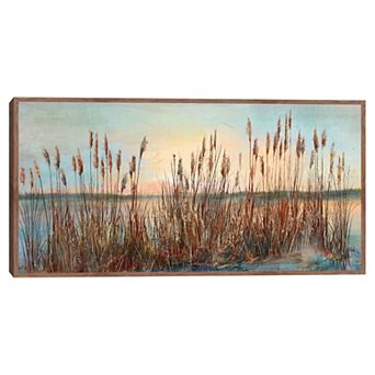Masterpiece Lake Reeds Panel Framed Canvas Wall Art