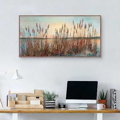 Masterpiece Lake Reeds Panel Framed Canvas Wall Art
