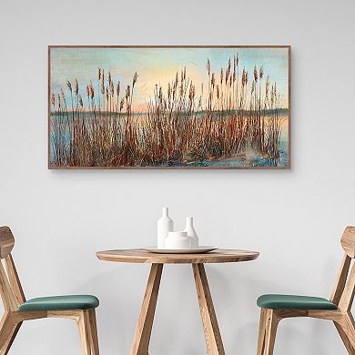 Masterpiece Lake Reeds Panel Framed Canvas Wall Art