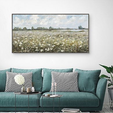 Masterpiece Perfect White Pinwheels Framed Canvas Wall Art
