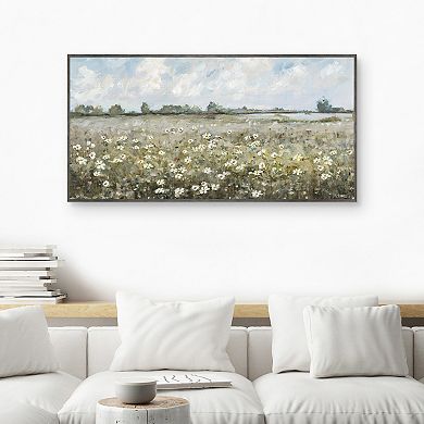 Masterpiece Perfect White Pinwheels Framed Canvas Wall Art