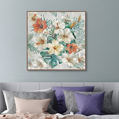 Masterpiece Blooming Belize Floral Framed Canvas Wall Art