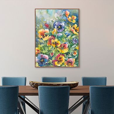Masterpiece Picture Perfect Pansies Framed Canvas Wall Art