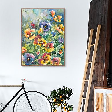 Masterpiece Picture Perfect Pansies Framed Canvas Wall Art