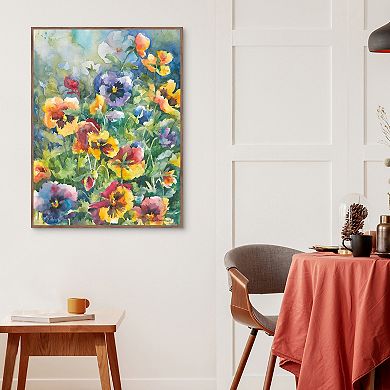 Masterpiece Picture Perfect Pansies Framed Canvas Wall Art