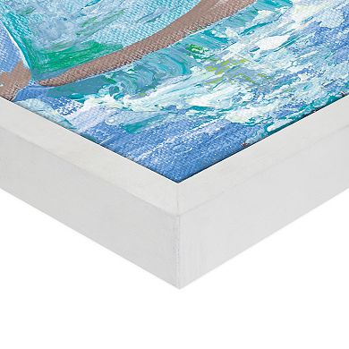 Masterpiece Offshore Blue Sailboat Framed Canvas Wall Art