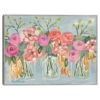 Masterpiece Three's a Charm Floral Framed Canvas Wall Art