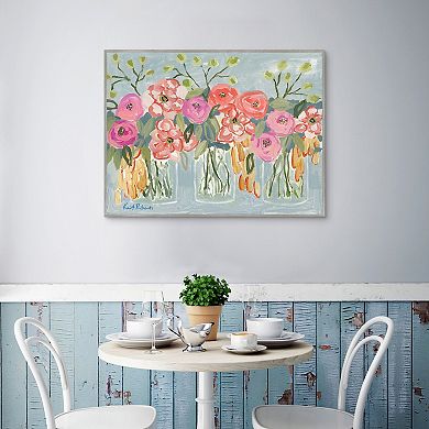 Masterpiece Three's a Charm Floral Framed Canvas Wall Art