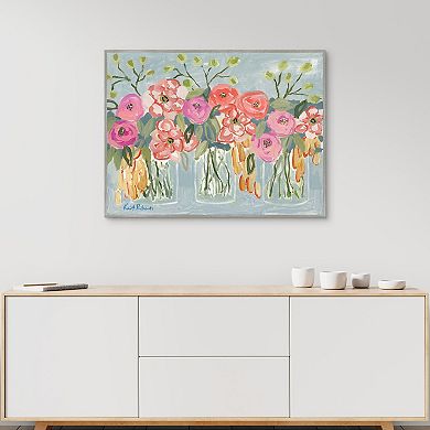 Masterpiece Three's a Charm Floral Framed Canvas Wall Art