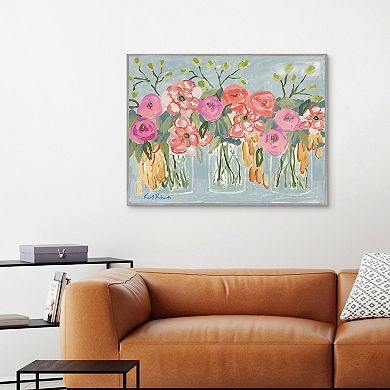 Masterpiece Three's a Charm Floral Framed Canvas Wall Art
