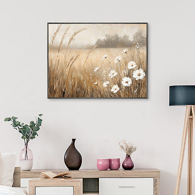 Masterpiece Peaceful Daisies Framed Canvas Wall Art