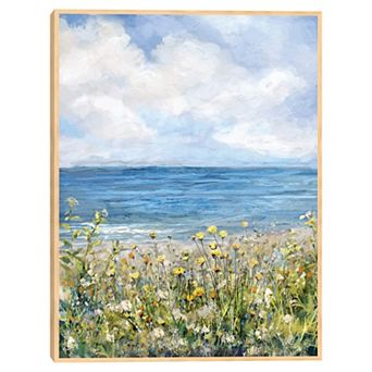 Masterpiece Coastal Wildflowers Framed Canvas Wall Art