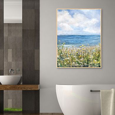 Masterpiece Coastal Wildflowers Framed Canvas Wall Art