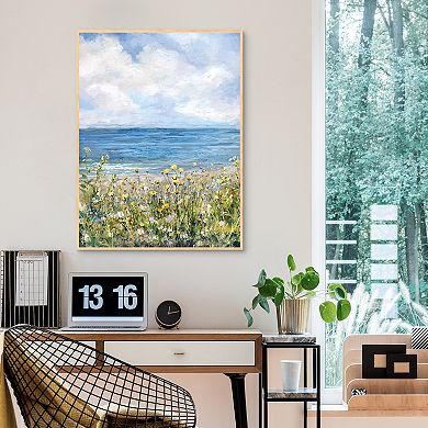 Masterpiece Coastal Wildflowers Framed Canvas Wall Art