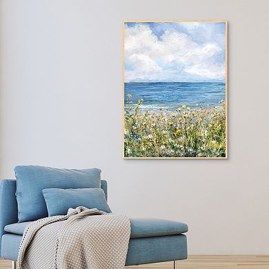 Masterpiece Coastal Wildflowers Framed Canvas Wall Art
